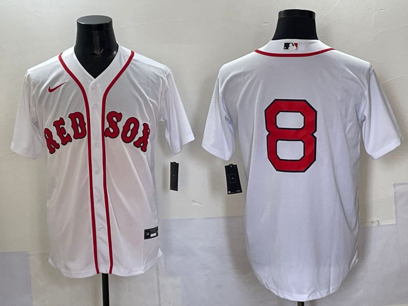 Men Boston Red Sox #8 No Name White Game 2025 Nike MLB Jersey style 001